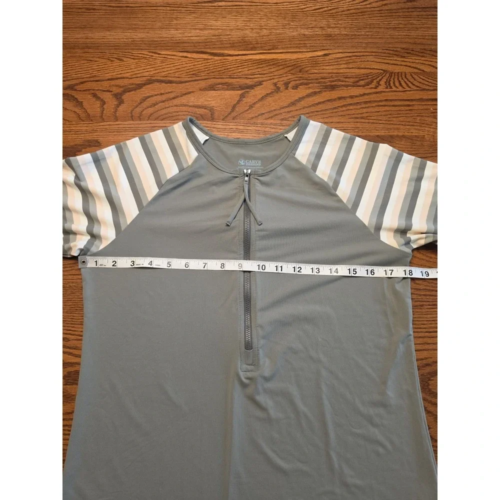 Carve Designs Rash Guard Swim Shirt Womens Large Sage Green Half Zip Beach